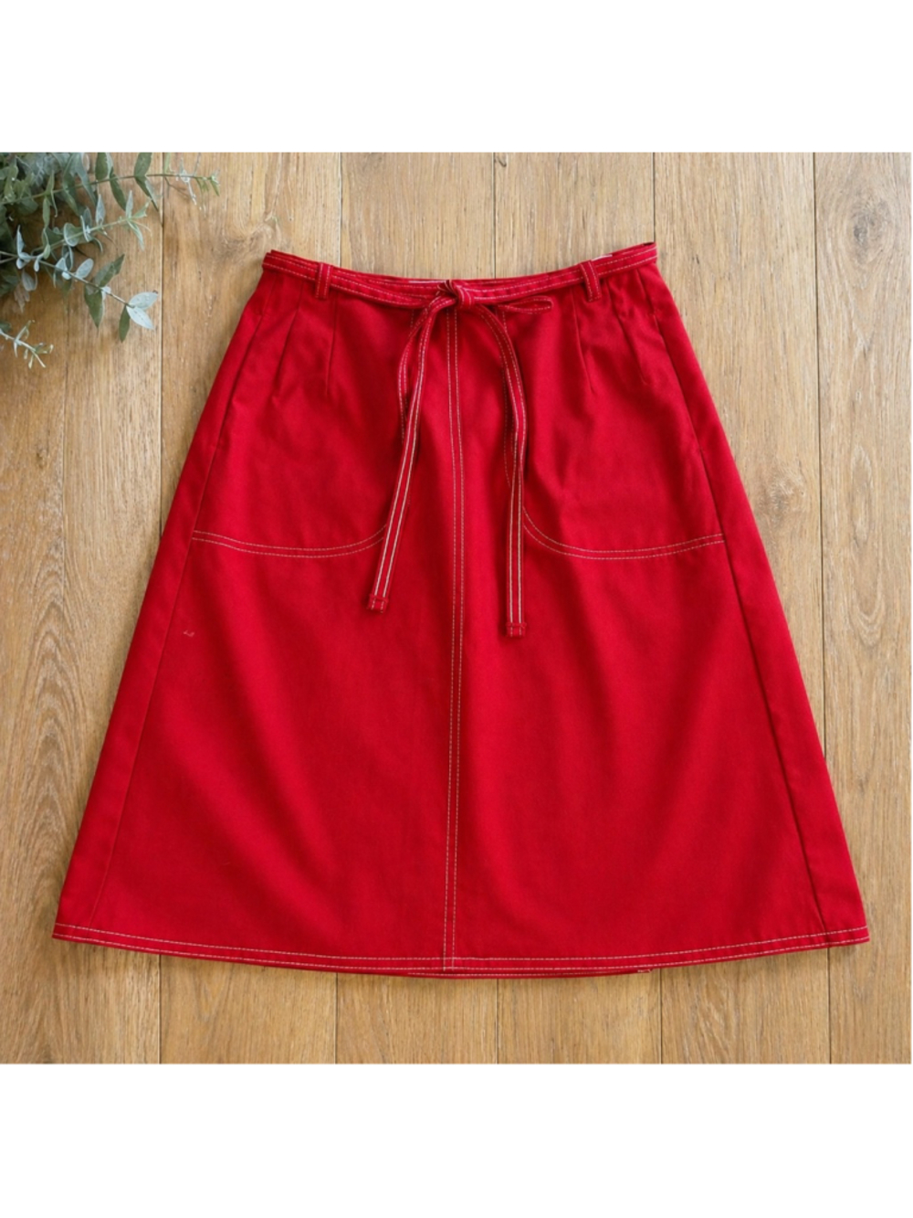 Vintage 1970s Koret Petites Red Wrap Skirt A-Line Belted Mod Classic